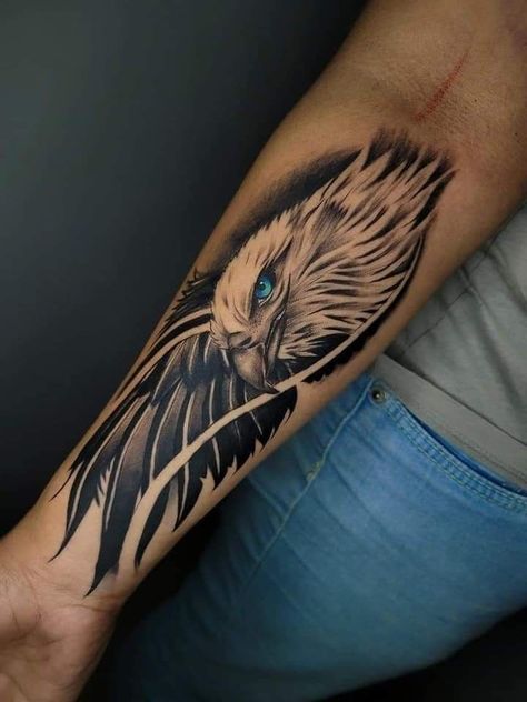 Eagle Head Tattoo, Bald Eagle Tattoos, Small Eagle Tattoo, Tiger Eyes Tattoo, Falcon Tattoo, Arm Tattoos Drawing, Dragon Hand, Eyes Tattoo, Family Tattoo Designs