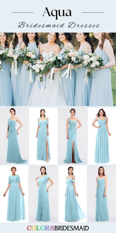 Aqua bridesmaid dresses on sale $69-99, in 600+ custom-made styles and all sizes. 150+colors, made to order, fast arrived, color sample available. #colsbm #bridesmaids #bridesmaiddresses #aquabluewedding #weddingideas #aquadress b2010 Bridesmaid Dresses Aqua, Aqua Bridesmaid Dresses, Aqua Blue Wedding, Aqua Dress, Blue Bridesmaid Dresses, Dark Shades, Aqua Color, Color Samples, Aqua Blue