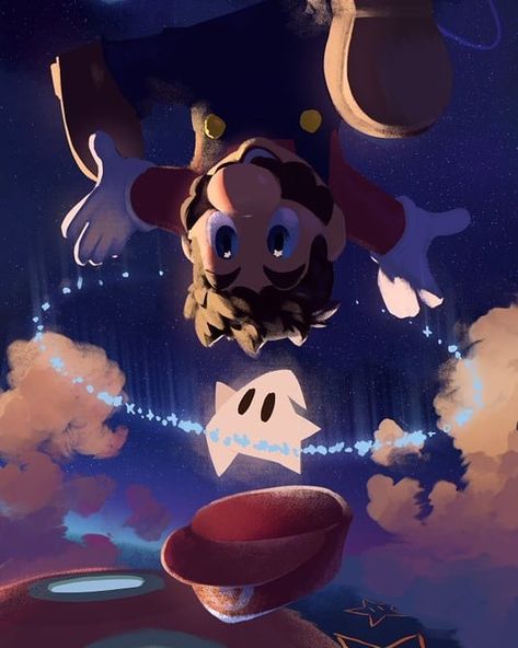 Super Mario Artwork, Super Mario Galaxy Fanart, Super Mario Galaxy Aesthetic, Mario Galaxy Art, Mario Artwork, Mario Stuff, Mario Fan Art, Keep On Going, Super Mario Galaxy