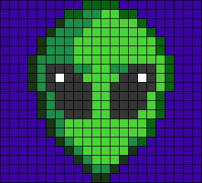 Alien Cross Stitch, Crochet Alien, C2c Crochet Blanket, Pixel Art Templates, Bead Loom Pattern, Pixel Crochet, Tapestry Crochet Patterns, Pixel Pattern, Pixel Art Pattern