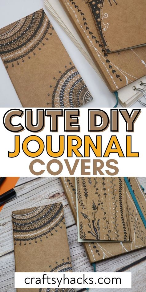 These creative DIY journal covers are fun and simple to spark a love for journaling and writing in teens or adults of any age. These cute crafts also make great DIY projects for teens to make with their friends! You will love these handmade book covers. A great easy paper craft! Pretty Journals Covers Aesthetic, Note Book Cover Design Diy Ideas, Homemade Notebook Covers, Diy Notebook Cover Ideas Homemade Journal, Art Journal Covers Ideas, Diy Journal Ideas Cover, Note Book Cover Ideas Diy, Book Cover Design Diy Creative, Dairy Cover Design Diy