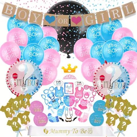 Ballon Gender Reveal, Décoration Baby Shower, Ballon Banner, Confetti Balloons Birthday, Baby Shower Balloon Decorations, Gender Reveal Party Supplies, Girl Gender Reveal, Gender Reveal Balloons, Kids Favors