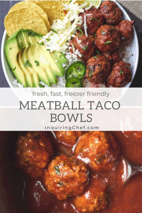 Freezer Friendly Meals, Mexican Meals, Meatball Recipes Easy, Healthy Freezer Meals, Taco Bowls, Ground Beef Recipes Easy, Fast Easy Meals, Spicy Food, Low Carbs