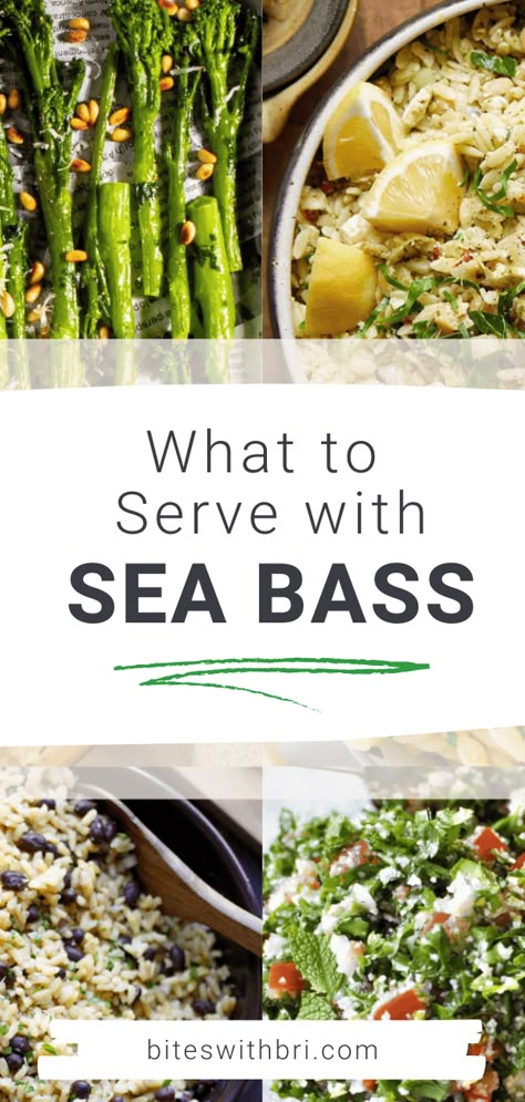 Sea Bass Meals, Branzino Side Dishes, Recipes For Sea Bass Fillets, Rice Recipes For Fish Side Dishes, Chilean Sea Bass Side Dishes, Sea Bass Side Dishes, Chillian Sea Bass Recipes Dinners, Seabass Fillet Recipe, Sea Bass Recipes Pan Seared