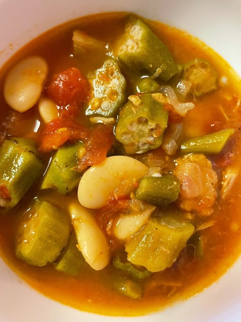 Tomato Okra Soup, Okra Crockpot Recipes, Okra Recipes Soup, Lima Beans And Okra Recipe, Okra Soup Recipes African, Summer Crockpot Soup Recipes, Okra Stew African, Vegetable Soup With Okra, Recipes With Okra