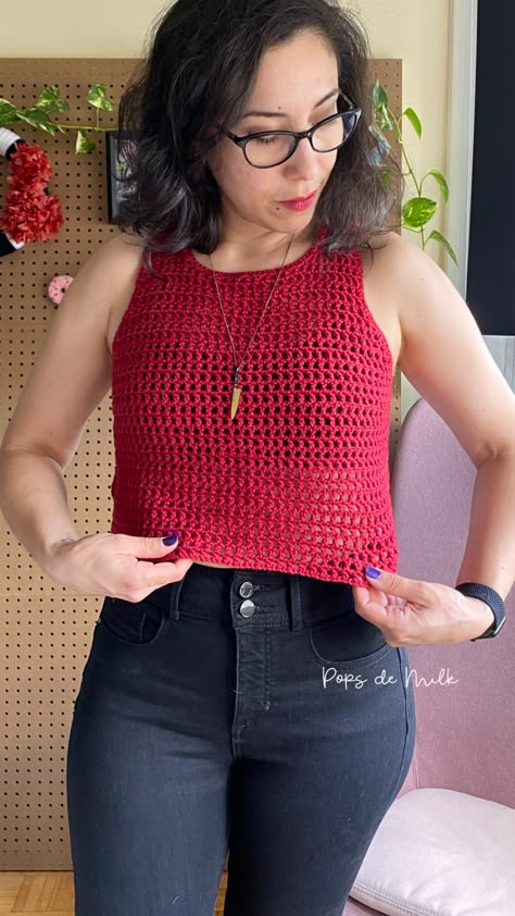 Crochet Mesh Raglan, Crochet Mesh Crop Top Free Pattern, Crochet Mesh Top Pattern Free, Crochet Mesh Shirt, Crochet Net Top, Knit Mesh Top, Crochet Mesh Top, Red Crochet Top, Crochet Sweater Free