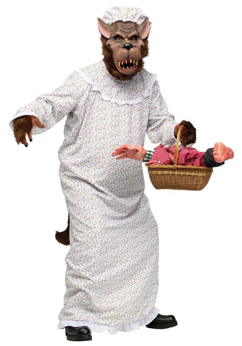 PRICES MAY VARY. Hand Wash in Cold Water. My! What large teeth you have! Not to mention your ears! This Big Bad Granny Wolf Costume is a scary wolf costume that will make you look like you just popped out of a storybook. You can make this costume more gruesome by adding some fake blood and body parts to put in your basket. Let the hunt for Little Red Riding Hood begin! Big Bad Wolf Costume, Granny Costume, Wolf Halloween Costume, Halloween Costumes For Big Kids, Wolf Dress, Wolf Kids, Wolf Costume, Red Riding Hood Costume, Plus Size Costume