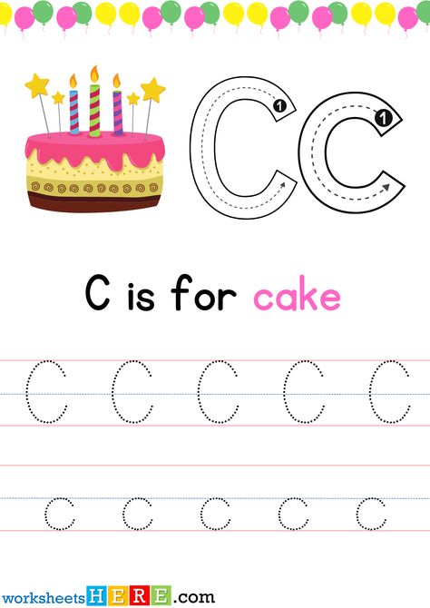 Tracing Letter C Uppercase and Lowercase PDF Worksheet For Kindergarten - WorksheetsHere.com Letter C Tracing Worksheet, Letter C Worksheets For Preschool, Preschool Cooking Activities, C Words, Kindergarten Tables, Letter C Worksheets, Preschool Cooking, Cooking Activities, Worksheet For Kindergarten