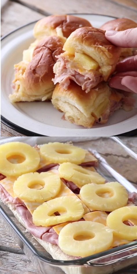 Ham And Pineapple, Hawaiian Sliders, Sandwich Sides, Resep Salad, Slider Recipes, Most Popular Recipes, Coffee Cafe, Popular Recipes, Healthy Baking