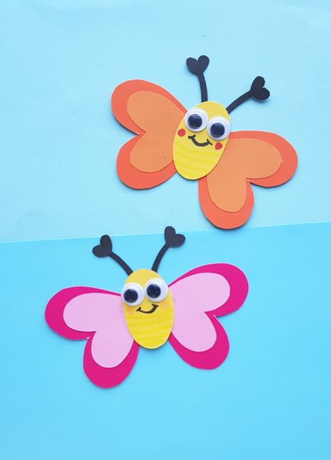 Butterfly Construction Paper Craft, Art Crafts With Construction Paper, Easy Diy Construction Paper Crafts, Butterfly Construction Paper, Paper Craft For Kindergarten, Construction Paper Crafts Easy, Spring Construction Paper Crafts, Easy Colored Paper Crafts, Construction Paper Butterflies