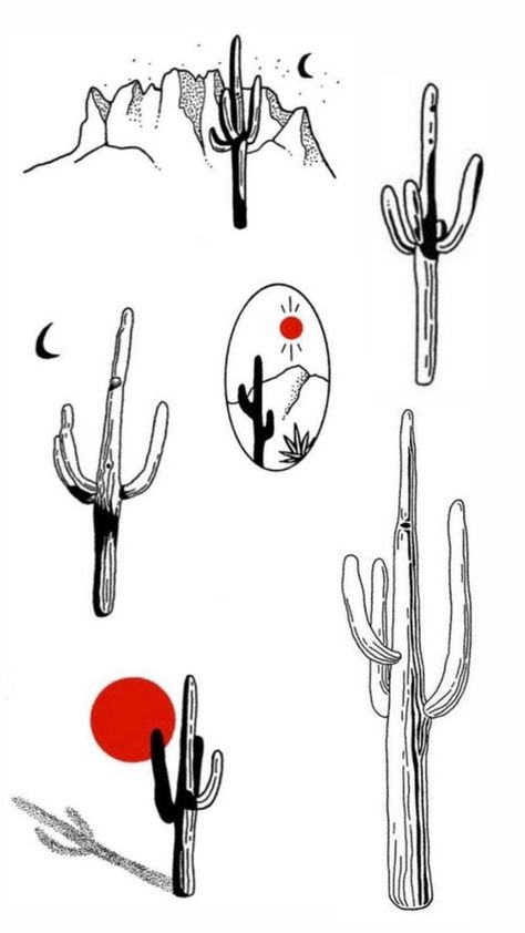 Arizona State Tattoo Ideas, Javelina Tattoo, Fine Line Cactus Tattoo, Navajo Tattoos, Southwestern Tattoo, Traditional Cactus Tattoo, Saguaro Tattoo, Arizona Tattoo Ideas, Desert Tattoos