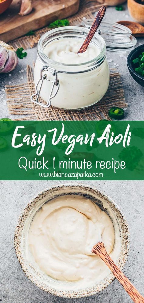 Vegan Garlic Dip, Vegan Thermomix Recipes, Vegan Spreads And Dips, Aioli Recipe Easy, Vegan Dipping Sauce, Vegan Garlic Aioli, Vegan Aioli Recipe, Vegan Aioli, Homemade Mayo Recipe