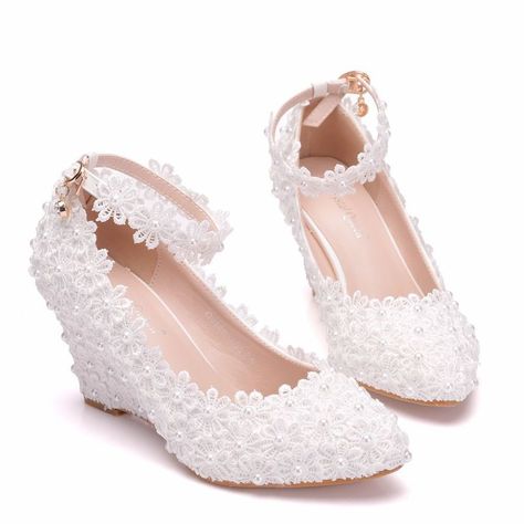 Flower Wedding Shoes, Lace Wedding Shoes, Lace Bridal Shoes, Wedding Shoes Sandals, Wedding High Heels, Wedge Wedding Shoes, Lace Wedges, Bridal Pumps, Wedding Shoes Lace