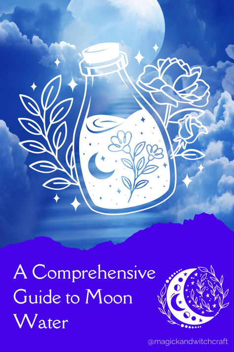 This comprehensive guide will show you how to harness the power of the moon and use it to create and use moon water. You will learn about the spiritual and physical properties of moon water, how to make it, and the many ways it can be used for healing and spiritual growth. Get ready to make your own moon water! #moonwater #witchcraft #bookofshadows #witch #moon How To Make Moon Water Witchcraft, Moon Water Witchcraft, Moon Water Spells, Water Witchcraft, Make Moon Water, Water Spells, Broom Closet, Witch Moon, Moon Water