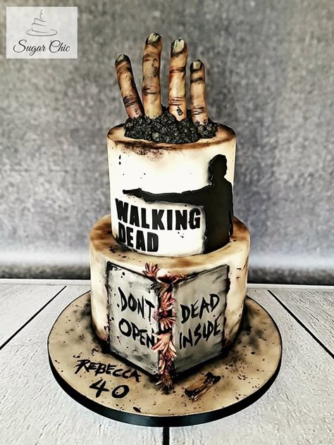 Walking Dead Birthday Cake, Walking Dead Birthday Party, Cake Dutchess, Walking Dead Birthday, Walking Dead Party, Walking Dead Cake, Horror Cake, 17. Geburtstag, The Walkind Dead