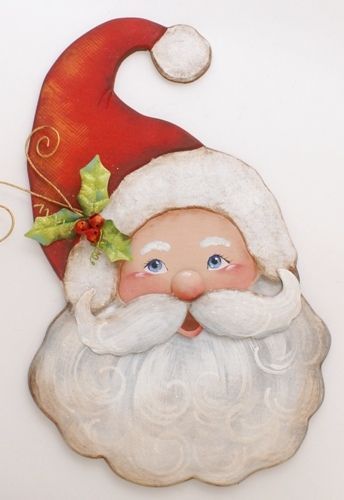 Santa Faces To Paint On Wood, Painted Santa Faces, Santa Faces To Paint, Christmas Tree And Santa Claus, Santa Wreaths, Santa Coloring, Santa Faces, Santa Canvas, Santa Paintings