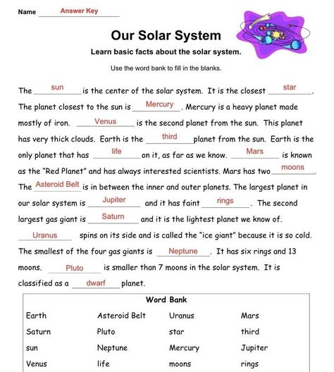 Space Lesson Plans, Body Systems Worksheets, Solar System Worksheets, Earth Science Lessons, Space Lessons, Reading Comprehension For Kids, English Stories For Kids, Reading Comprehension Lessons, English Activities For Kids