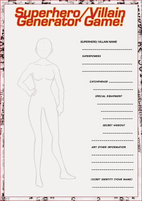 Design Your Own Superhero, Superhero Themed Party, Superhero Template, Make Your Own Superhero, Create Your Own Superhero, Create A Superhero, Cartoon Template, Superhero Teacher, Villain Names