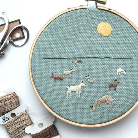 Sometimes all you need on a rainy morning are a few goats. 🐐☁ . . . . . . #olanderco #apartamentomagazine #contemporarycraft… Goat Embroidery, Rainy Morning, Embroidery On Clothes, Contemporary Crafts, Sewing Kit, Goats, Coin Purse, Cross Stitch, Diy Projects