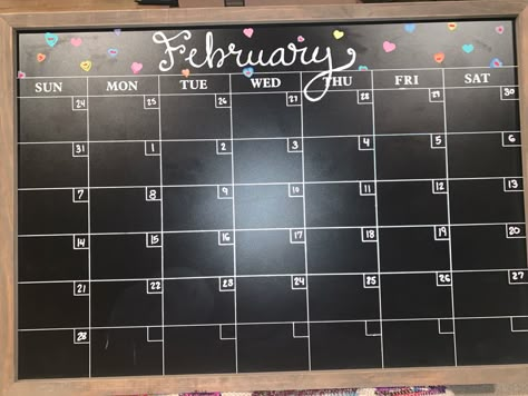 January Dry Erase Calendar Ideas, February Chalkboard Calendar, Blackboard Calendar, Calander Ideas, Chalk Calendar, Calendar Chalkboard, Chalkboard Inspiration, Calendar Decal, Calender Printables