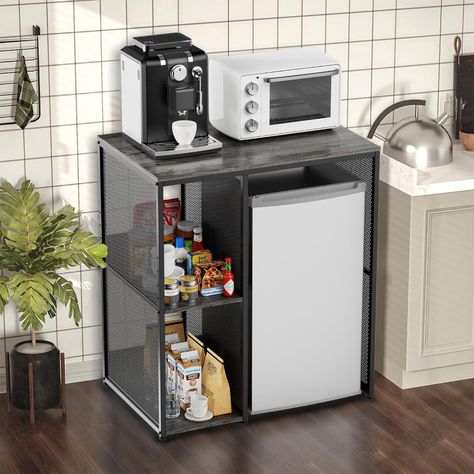 Amazon.com: KirKical 3-Tier Coffee Bar Cabinet with Mini Fridge Space, Heavy-Duty Rustic Grey Microwave Stand Baker Rack, Utility Storage Organizer Shelf for Home Kitchen Dorm, Slate Grey : Home & Kitchen Bar Cabinet With Mini Fridge, Cabinet With Mini Fridge, Mini Fridge Cabinet, Coffee Bar Cabinet, Microwave Stand, Organizer Shelf, Bakers Rack, Utility Storage, Standing Shelves