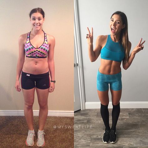 BBG Before and After Pregnancy: Kelsey MySweatLife | POPSUGAR Fitness Kayla Itsines Before And After, Bbg Results Before And After, Bbg Before And After, F45 Before And After, Strength Training Before And After, Body Transformations Before And After, Sweat Tour, Kelsey Wells, Bbg Workouts