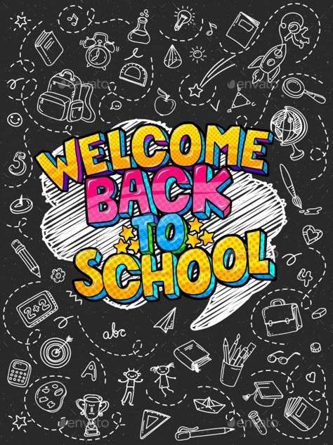 School Reopen Poster, Kids Clipart Free, School Chalkboard Art, Art Room Posters, Preschool Designs, School Background, Kindergarten Reading Activities, School Reopen, Welcome To School