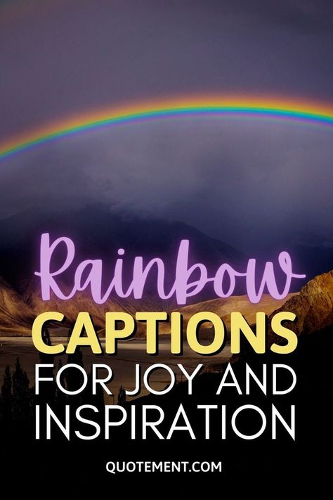 In this article, I’ve put together the 140 best rainbow captions I could find online you can use with your stunning rainbow pictures. Rain And Rainbow Quotes, Double Rainbow Quotes, Rainbow Quotes Inspirational Short, Rainbow Meaning Quotes, Rainbow Quotes Instagram, Rainbow Quotes Inspirational, Rainbow Captions, Rainbow Sayings, After The Storm Quotes