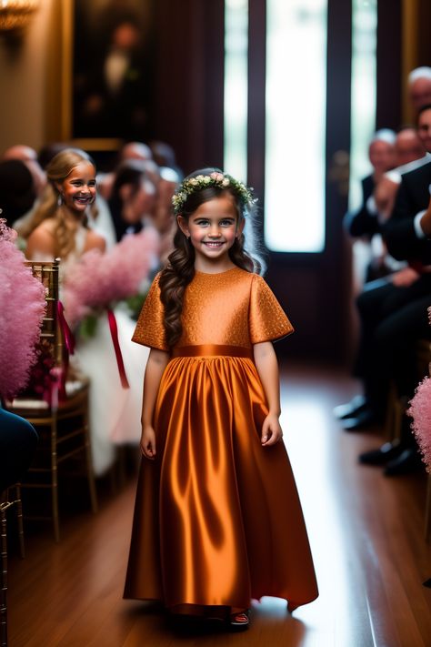 Burnt Orange Flower Girl Dresses, Rust Flower Girl Dress, Fall Flower Girl, Kids Wedding Outfits, Bridesmaid Stuff, Girls Fall Dresses, African Wedding Attire, Wedding Flower Girl Dresses, Wedding 2025