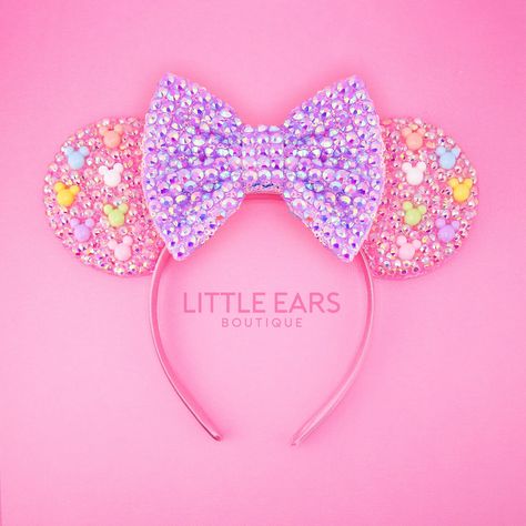 Purple Mickey Ears - Rhinestones Minnie Ears - Mickey Mickey Ears Pvc Bow, Disney Minnie Ears, Disney Mickey Ears, Christmas Cups, Halloween Cups, Disney Trip Planning, Mouse Ears Headband, Ears Headband, Disney Ears