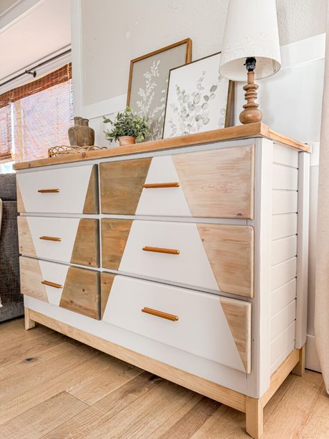 Boho Inpired Dresser Makeover Drawer Paper, Dresser Makeover, Paint Sprayer, Raw Wood, Flipping Furniture, Warm Brown, Simple Beauty, Simply Beautiful, Repurpose