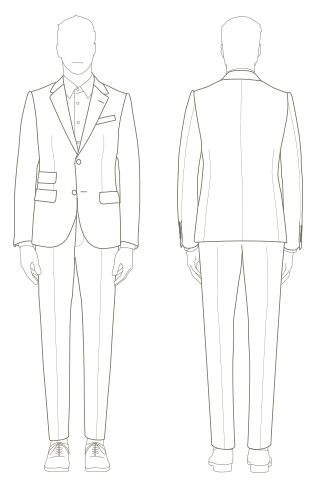 Men Mens Suit Drawing, Men Dress Drawing, Men Illustration Sketches, Mens Pants Flat Sketch, Men Clothes Drawing, Man In Suit Drawing Reference, Tuxedo Drawing, Suit Drawing Reference, Suit Silhouette