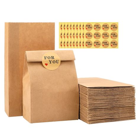 PRICES MAY VARY. 【100PCS Brown Paper Bags】You will get 100 pcs kraft paper bags bulk and 108pcs "For You" stickers (9 sheets); individual size: 3.5x2.1x7 inches (9x5.5x18cm). 100pcs can be used as party paper bags, stationery storage bags, snack storage bags, and gift paper bags. 【High-Quality Brown Paper Bag】These small paper bags are made of 70GSM kraft paper, good quality, recyclable, and have no peculiar smell. enough sturdy, not tearing easily, and no plastic, no peculiar smell, they are bi Candy Paper Bag, Mini Paper Bag, Advent Bags, Brown Paper Lunch Bags, Small Paper Bags, Paper Party Bags, Calendar Advent, Paper Lunch Bags, Paper Lunch