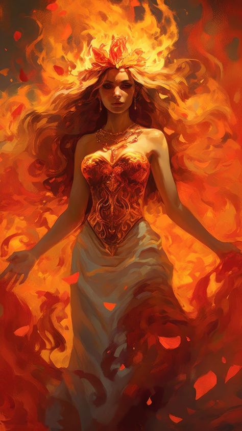 Goddess of Fire AI Generative Art Powerful Goddess Art, Goddess Of Fire Aesthetic, Fire Queen Art, Red Goddess Aesthetic, Fire Woman Aesthetic, Fire Goddess Aesthetic, Phoenix Woman Art, Female Fire Elemental, Fire Girl Aesthetic