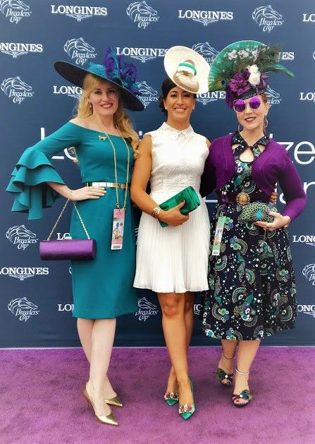 Breeder's Cup Fashion Eva Slabek, Sharon Pow, Jody DeFord   #ELEGANCE #BREEDERSCUP #FINALISTS #DELMARFASHION #DERBYFASHION #BREEDERSCUPFASHION #ELEGANTLADIES Vintage Curved Brim Costume Hats For Races, Retro Headpieces For Kentucky Derby Party, Breeders Cup Fashion, Vintage Kentucky Derby Costume Cap, Kentucky Derby Party Attire, Tea Party Attire, Race Day Fashion, Luxury Hat-shaped Fascinator For Races, Cheltenham Festival