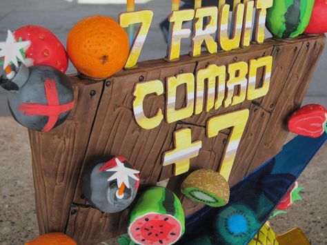 Fruit Ninja Party, Ninja Decorations, Fruit Ninja Game, Ninja Cake, Ninja Games, Fruit Ninja, Japanese Party, Ninja Birthday Parties, Birthday 5