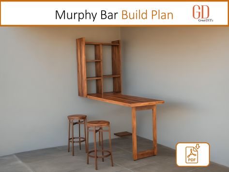 🌞 Outdoor Murphy Bar Build Plan 🌞 ✨ Transform your outdoor space with this functional fold-down Murphy bar! Ideal for hosting guests or enjoying a quiet drink 🍹, this bar folds up neatly when not in use, keeping your space clutter-free. It's designed to attach securely to your home, creating a sturdy and stylish serving station 🍽️. 📏 Dimensions: * Closed: 38" tall x 23 ½" wide * Attaches to your house at 32" from the bottom 📄 What's Included in the Plan: * 📋 Detailed Materials List - Ever Corner Bar Ideas For Home, Bar Building Plans, Corner Bar Ideas, Bar Plans Diy, Outdoor Bar Plans, Murphy Bar, Murphy Table, Serving Station, Folding Bar