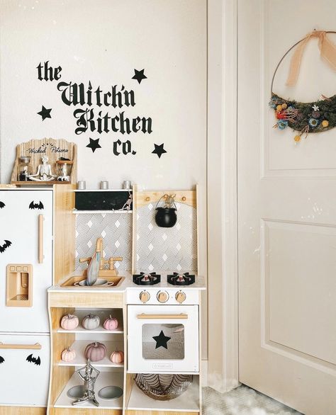 Play Kitchen Decor, Halloween Activities For Toddlers, Kitchen Decor Ideas, Toddler Halloween, Halloween Inspiration, Girls Love, Play Kitchen, The Witch, Halloween Season