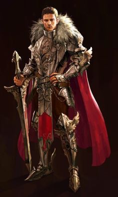 Regal plate armor with fur accents and cloak. Heroic Fantasy, Male Character, Knight Armor, Fantasy Male, Fantasy Armor, Armor Concept, Fantasy Warrior, Character Design Male, 판타지 아트