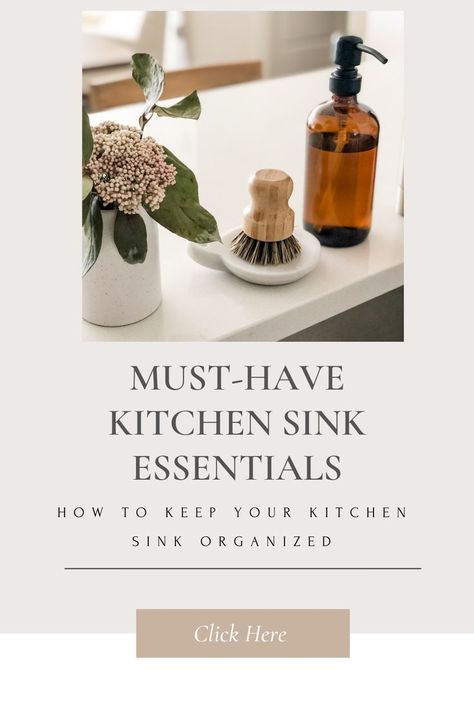 Minimalist Sink Kitchen, Style Your Kitchen Sink, Cute Kitchen Sink Decor, Kitchen Ideas Sink Area, Sink Set Up Kitchen, Style Kitchen Sink Area, Kitchen Sink Island Organization, Sink Styling Kitchen, Style Kitchen Island With Sink