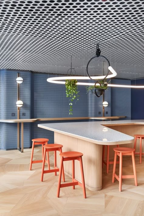 Open Office Lighting Design, Food Office Design, Commercial Office Design Reception, Office Canteen Design, Office Meeting Room Design, Co Working Space Design, Office Cafeteria Design, Faculty Room, Office Kitchenette