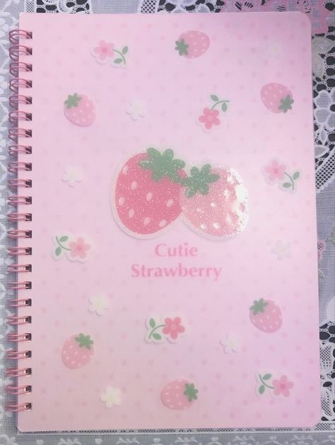 Kawaiicore School Supplies, Strawberry School Supplies, Cutecore School Supplies, Strawberry Stationary, Cutecore School, Pink School Aesthetic, Kawaii Notebook, Mother Garden, Cute School Stationary