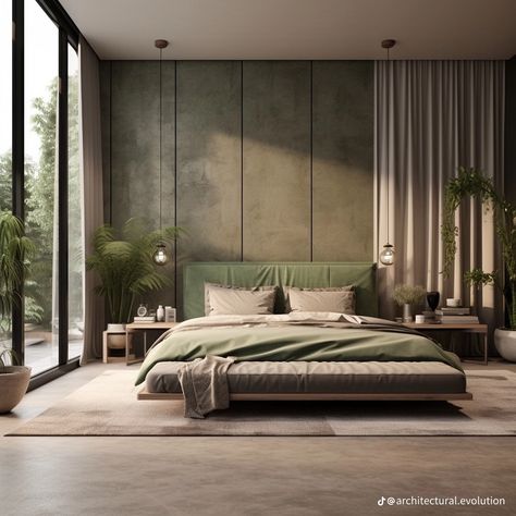 Olive Green Bedrooms, Interior Design Sketchbook, Fancy Bedroom, Bedroom Ideas For Small Rooms Cozy, Condo Design, Bed Design Modern, Bungalow Design, Bedroom Green, Small Room Bedroom