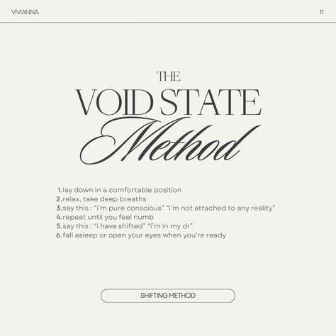 Void State Method, The Void State, Void State, Shifting Methods, Branding Inspo, Affirmations, Branding, Quick Saves, Instagram