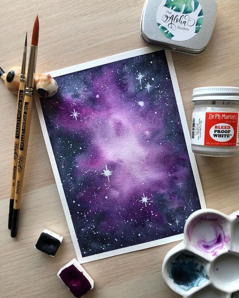 Watercolour Space, Watercolour Galaxy, The Pigeon, Learn Watercolor, Watercolor Galaxy, Film Disney, Space Tattoo, Galaxy Painting, Acrylic Painting Tutorials