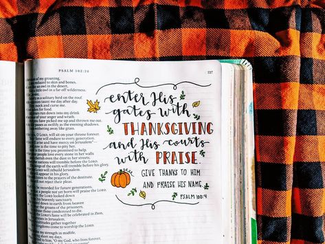 Bible Journaling Thanksgiving, Thanksgiving Bible Journaling, Fall Bible Journaling, Highlighting Bible, Thanksgiving Bible Verses, Church Notes, Bible Doodles, Journal Bible Quotes, Journal Drawing