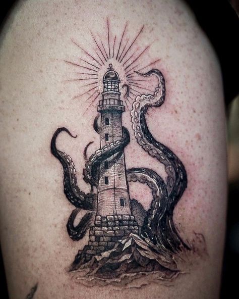 Dark Sea Tattoo Ideas, Shipwreck Tattoo Sleeve, Ofmd Tattoo Idea, Skeleton Pirate Tattoo, Burning Ship Tattoo, Navy Tattoos For Men, Sinking Ship Tattoo, Ocean Aesthetic Tattoo, The Lighthouse Tattoo