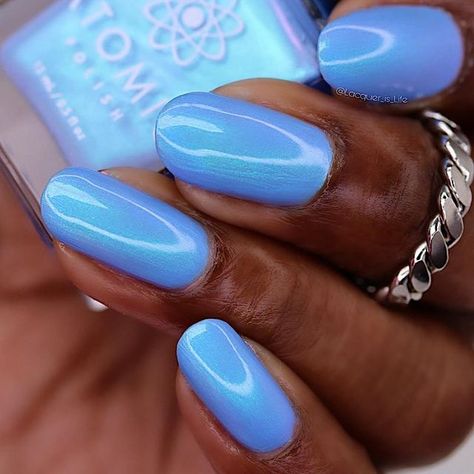 Blue Glazed Donut Nails, Light Blue Dip Nails, Robins Egg Blue Nails, Blue Opal Nails, Blue Nails With Sparkles, Blue Iridescent Nails, Blue Shimmer Nails, Periwinkle Blue Nails, Light Blue Nails Short