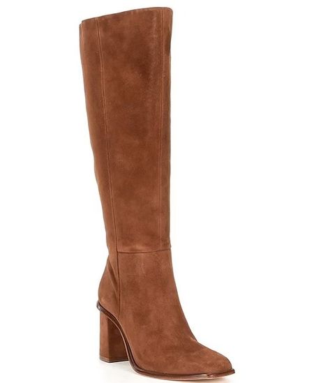 Antonio Melani Valerie Suede Tall Shaft Dress Boots | Dillard's Suede Boots Outfit, Trendy Womens Shoes, Ankle Boots Dress, Tall Brown Boots, High Leather Boots, Dress Boots, Leather Socks, Antonio Melani, Dillard's