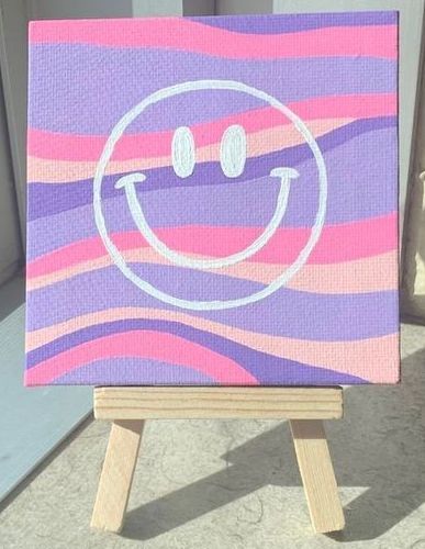 Text Canvas Art, Small Canvas Easy Art, Easy Aestethic Painting, Easy Asthetic Paintings For Teens, Aesthetic Painting Preppy, Easy Tiny Canvas Painting Ideas, Aesthic Paintings Easy, Painting Ideas Tiny Canvas, Paintings For Mini Canvases